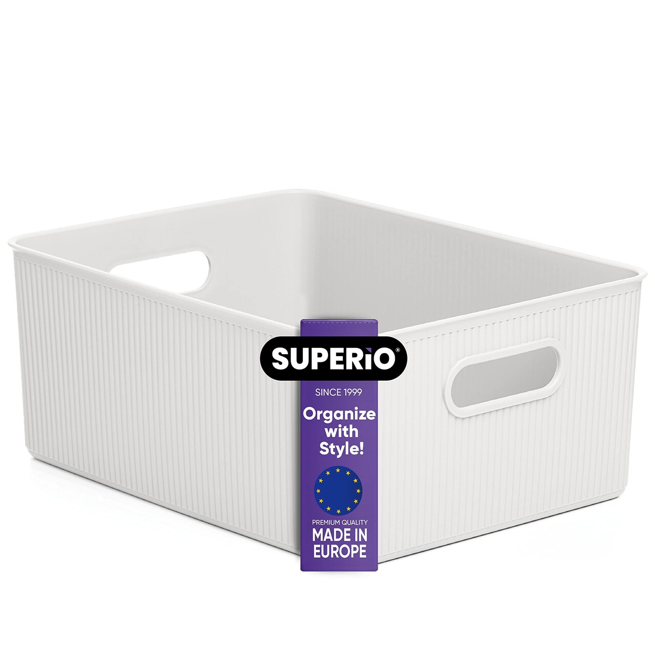 Superio Plastic Storage Container Bins, Organizer Baskets, Boxes for Organizing Closet Shelves Drawer Shelf